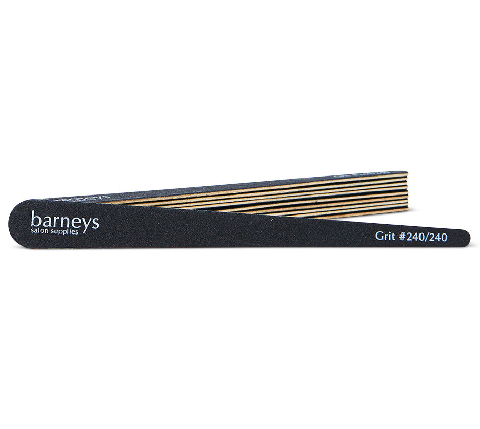 Barneys Disposable Tapered Black Nail Files - #240/240 Grit - 10 Pieces