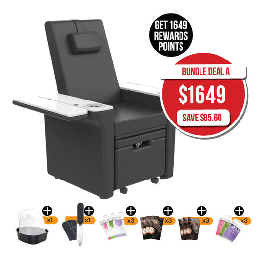 Barneys Mani & Pedi Spa Treatment Chair Black Upholstery - No Plumbing - Package Deals