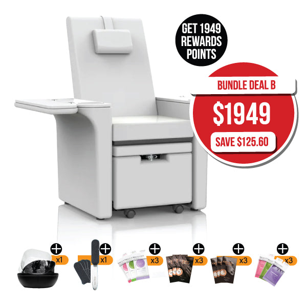 Barneys Mani & Pedi Spa Treatment Chair White Upholstery - No Plumbing - Package Deals