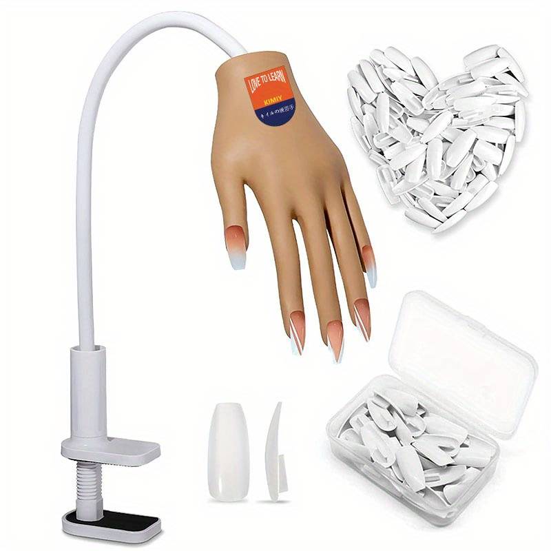 Nail Practice Hand including White Nail Tips - 50 Pieces