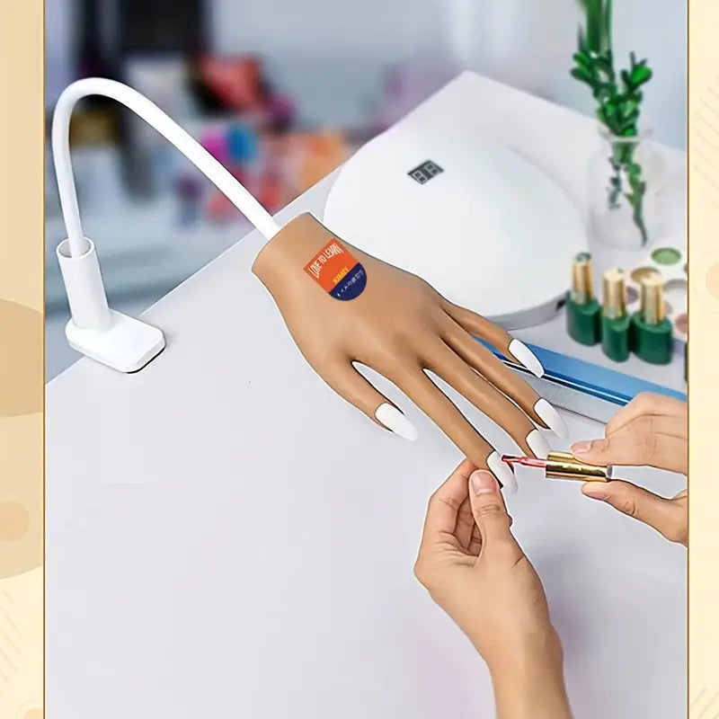 Nail Practice Hand including White Nail Tips - 50 Pieces