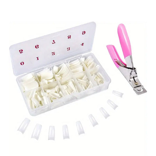 Nail Tips Natural Including Tip Trimmer - 500 Pieces