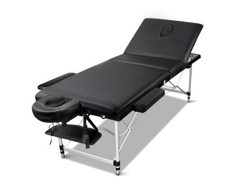 Portable Aluminium 3 Fold Massage Table Chair Bed Black 60cm