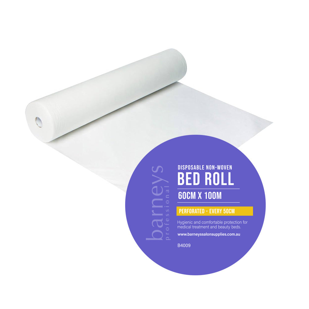 Barneys Disposable Non-Woven Bed Roll - White - Perforated every 50cm - 60cm x 100m