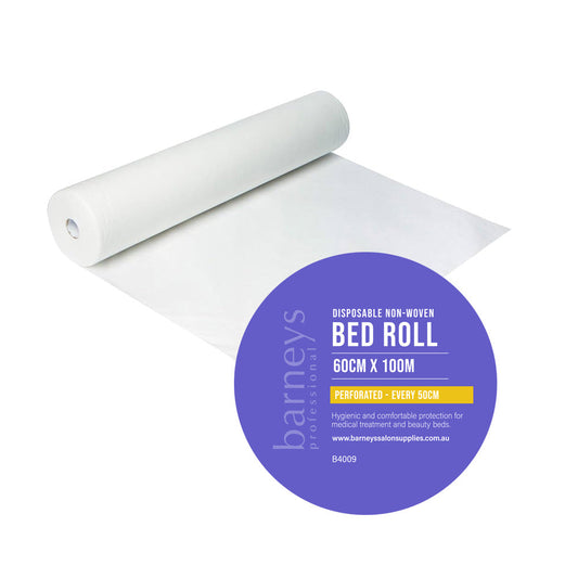 Barneys Disposable Non-Woven Bed Roll - White - Perforated every 50cm - 60cm x 100m