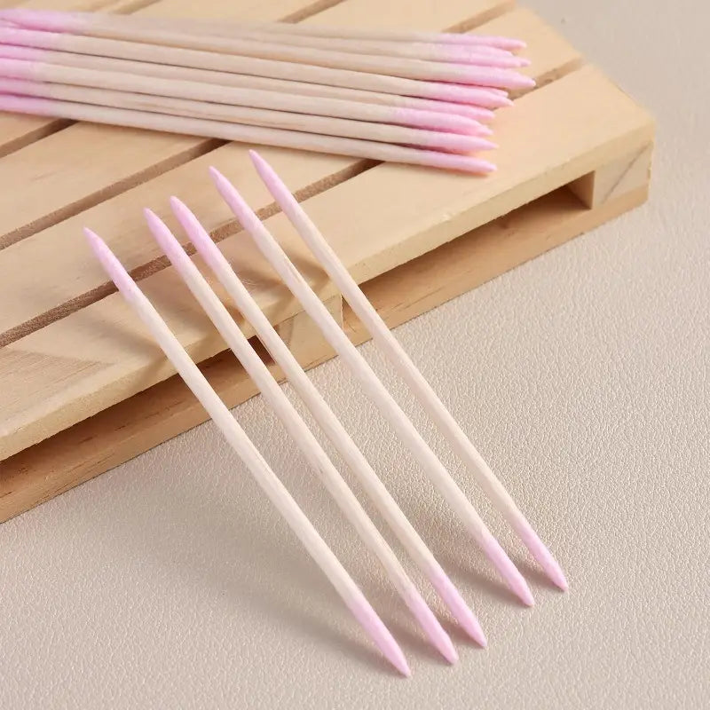 Barneys Pointed Precision Brow Applicator - Double Sided - Pink Tip - 100 Pieces