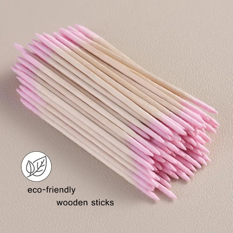 Barneys Pointed Precision Brow Applicator Extra Long - Double Sided - Pink Tip - 100 Pieces
